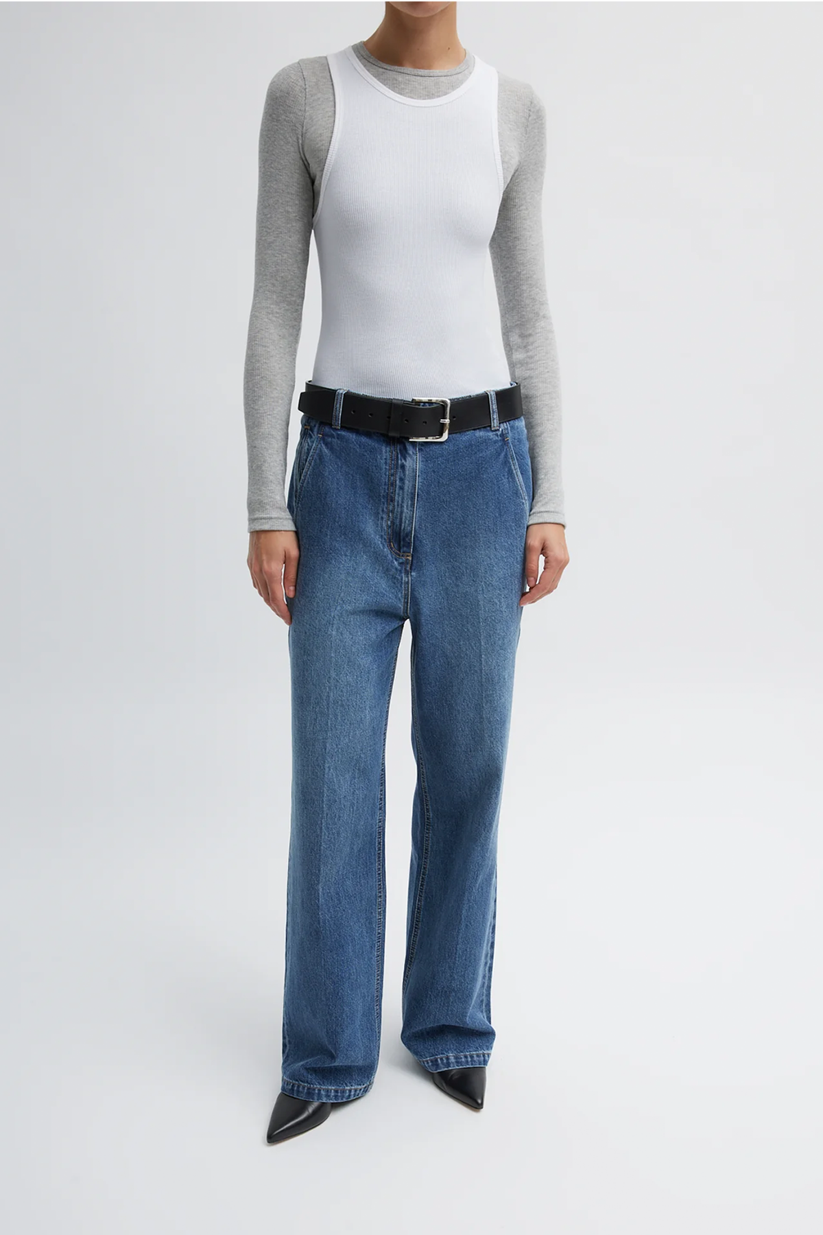Tibi Circular Fine Rib T Tank - White