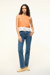 Staud Mika Linen Top - Apricot/ White