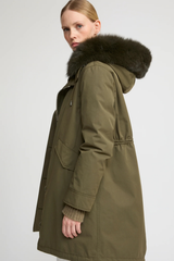 Yves Salomon Long Iconic Parka - Dark Khaki