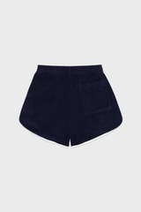 Sporty & Rich Signature Logo Terry Short - Dark Navy/White