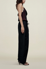 Kallmeyer Zia Cowl Tank in Trapped Silk - Black/ Red