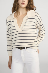 Frame The Striped Easy Pullover - Cream Multi
