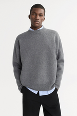 Soft Goat Men's Double Faced Crewneck - Grey