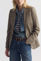 Nili Lotan Anabel Tailored Jacket - Grey/ Ochre Check