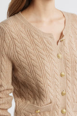LoveShackFancy Eugenie Cardigan - Camel Melange