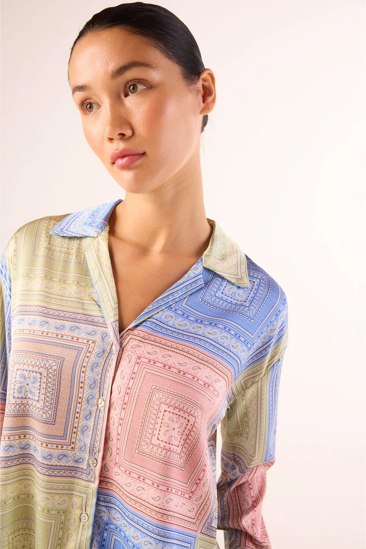 Misa Isme Top - Pastel Tiles Satin