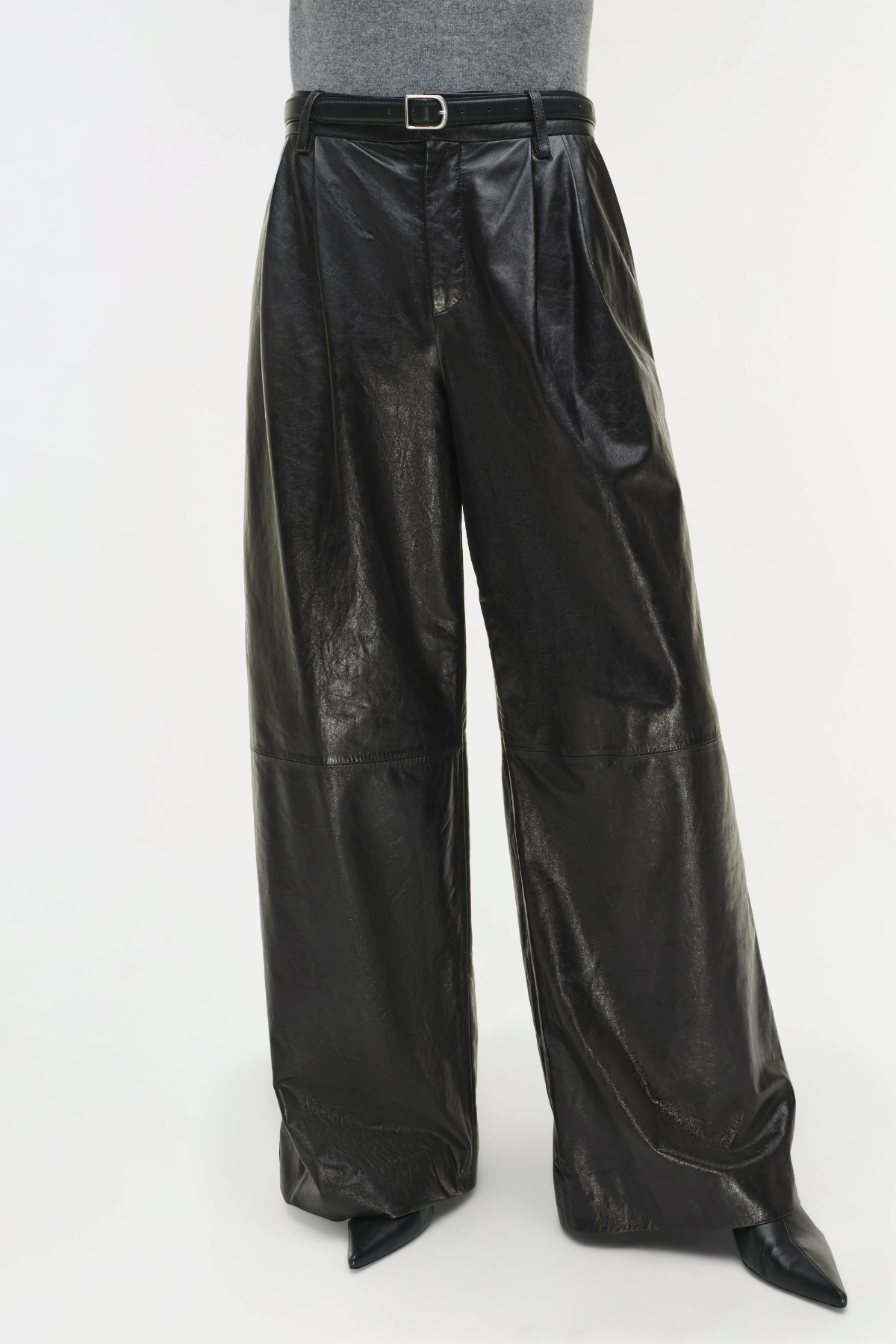 Simkhai Kobie Wide Leg Leather Pant - Black