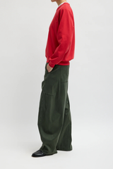 Tibi Reactive Garment Dyed Stretch Twill Sid Pant - Army Green