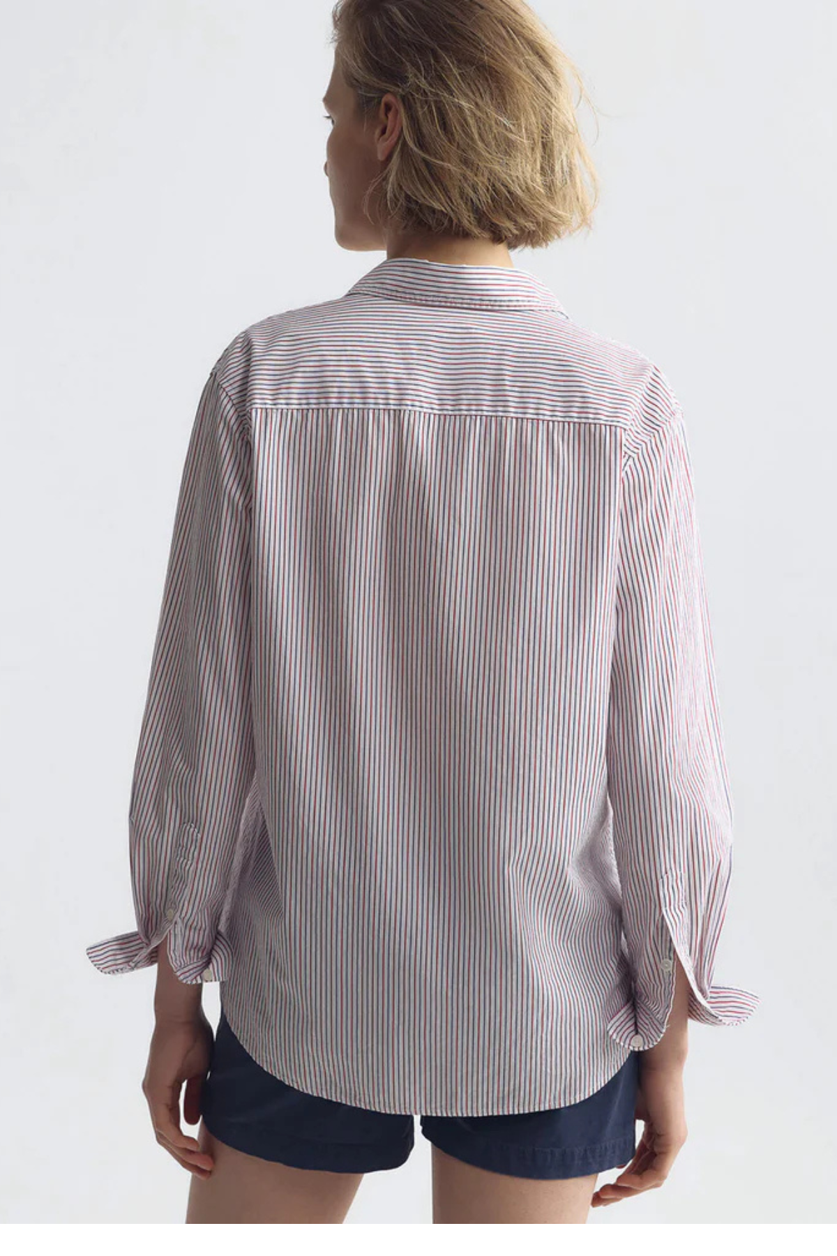 Nili Lotan Raphael Classic Shirt - Red/ Blue Stripe