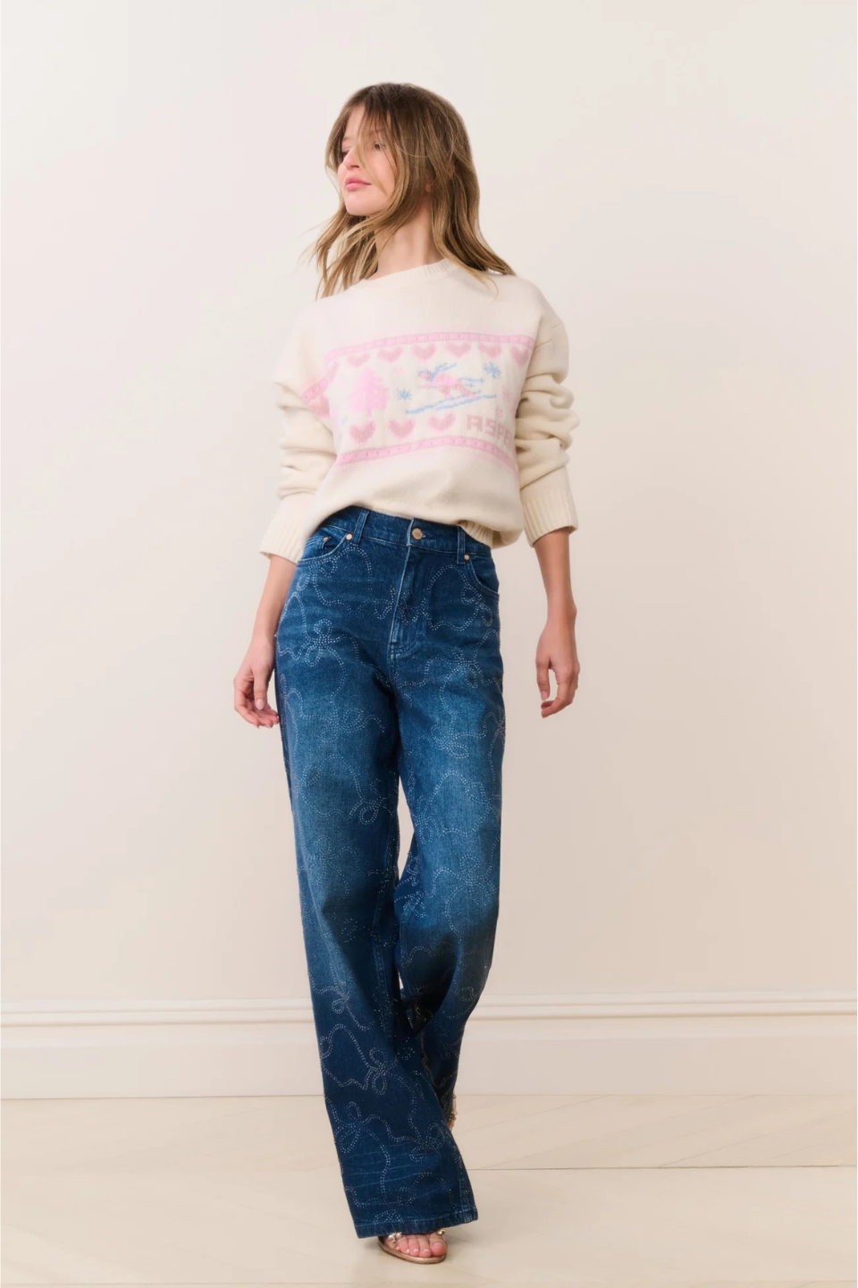 LoveShackFancy Francie Wool Jacquard Pullover - Apres Ivory