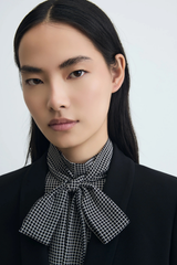 Judith & Charles Mockneck Sleeveless Alta Blouse with Tie - Black/Off White
