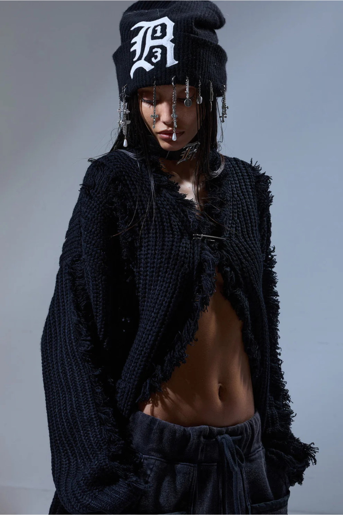 R13 Fringe Cardigan - Black