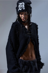 R13 Fringe Cardigan - Black