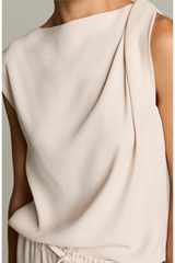 Vince Draped Shoulder Sleeveless Top - Blush Cloud