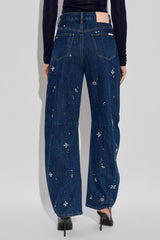 Self-Portrait Blue Embellished Barrel Jeans - Blue