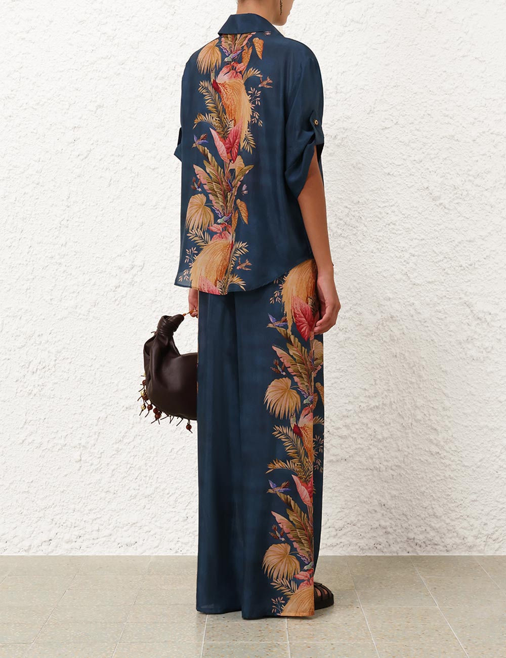 Zimmermann Ascension Relaxed Pant - Dark Blue Palm Floral