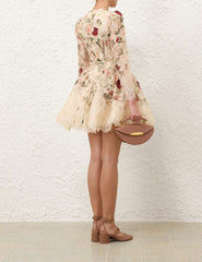 Zimmermann Hypnotic Panelled Mini Dress - Cream Cascade