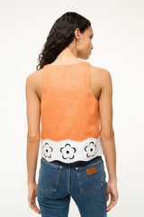 Staud Mika Linen Top - Apricot/ White