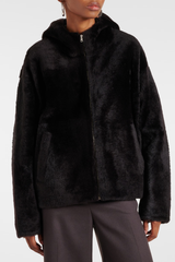 Yves Salomon Hooded Jacket - Brown