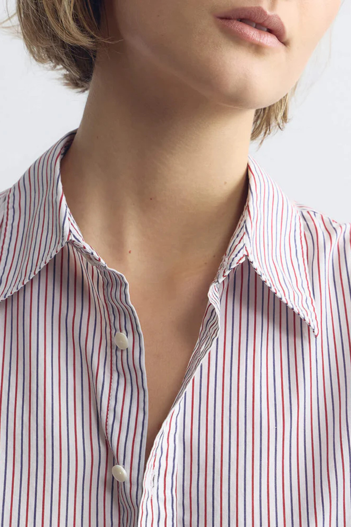 Nili Lotan Raphael Classic Shirt - Red/ Blue Stripe