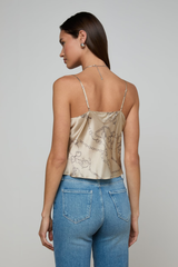 L'AGENCE Calista Satin Camisole - Soft Macadamia Multi Small Horsebit Chain