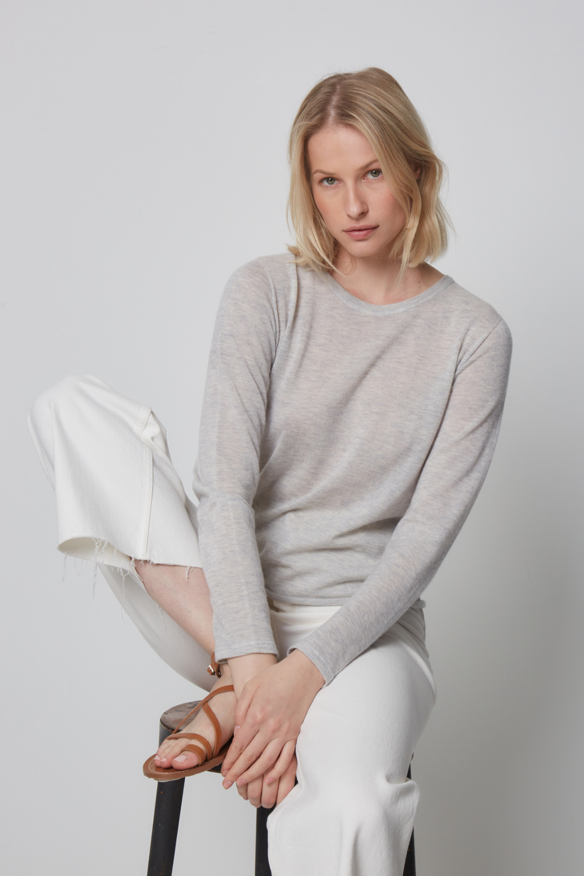 Majestic Filatures Cashmere L/S Crewneck - Brume Chine