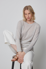 Majestic Filatures Cashmere L/S Crewneck - Brume Chine