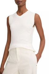 Vince High V-Neck Shell - Optic White
