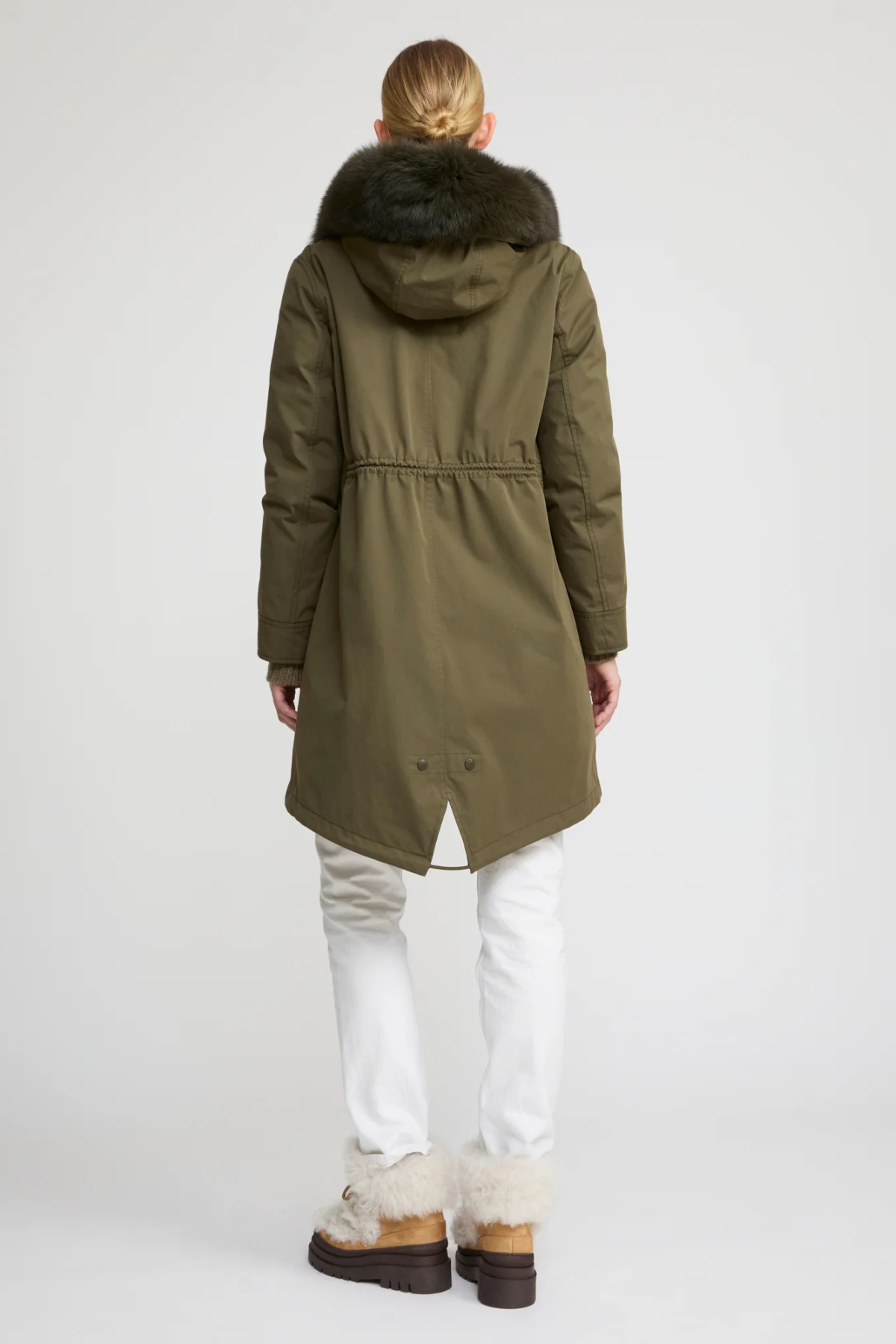 Yves Salomon Long Iconic Parka - Dark Khaki