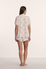 Eberjey Gisele Printed Relaxed Short PJ Set - Rose Garden Cameo Pink/ Pale Pink