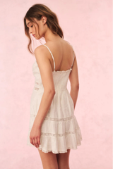 LoveShackFancy Solbina Cotton Rose & Bow Mini Dress - White