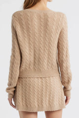 LoveShackFancy Eugenie Cardigan - Camel Melange