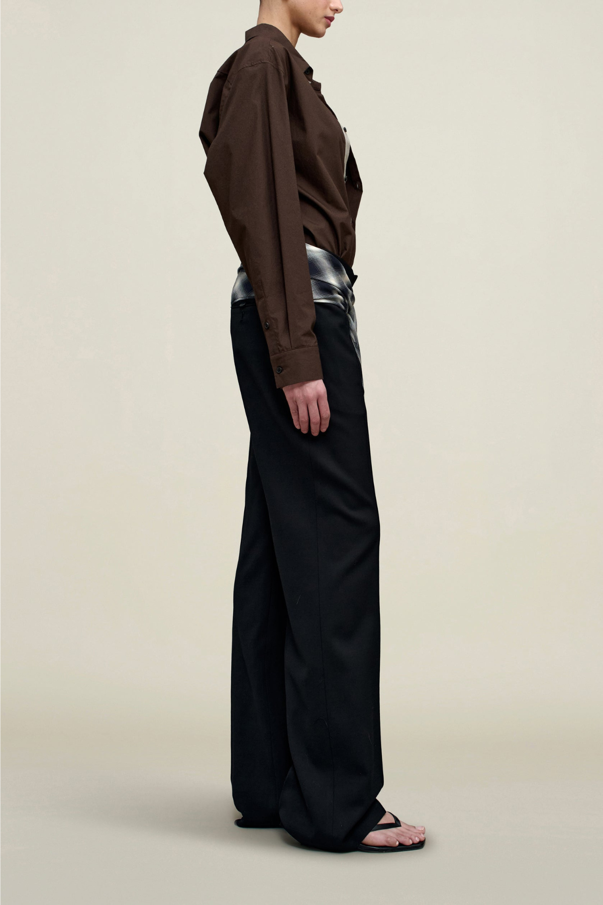 Kallmeyer Ulla Tie Trouser With Plaid - Black/ Ivory Blue Plaid