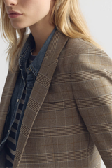 Nili Lotan Anabel Tailored Jacket - Grey/ Ochre Check