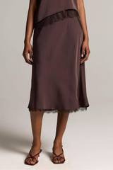 Vince Pull On Slip Skirt With Lace Trim - Iron
