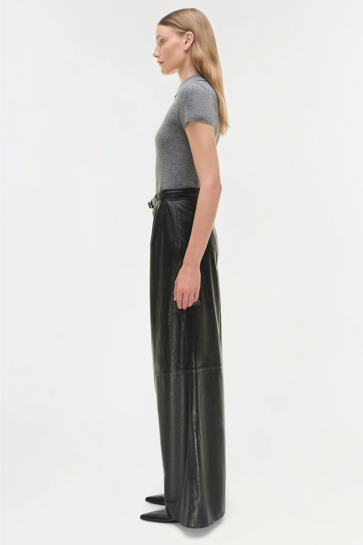 Simkhai Kobie Wide Leg Leather Pant - Black