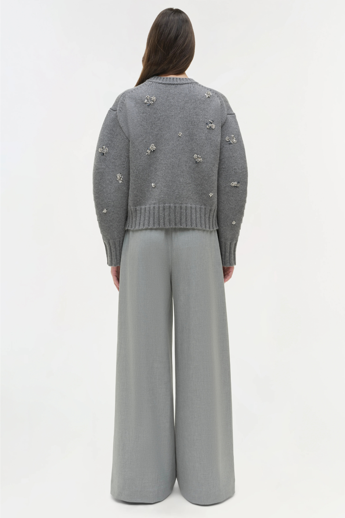 Simkhai Coraline Embellished Knit Crewneck - Heather Grey