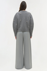 Simkhai Coraline Embellished Knit Crewneck - Heather Grey