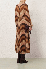 Zimmermann Sunray Pleated Skirt - Chevron Chocolate
