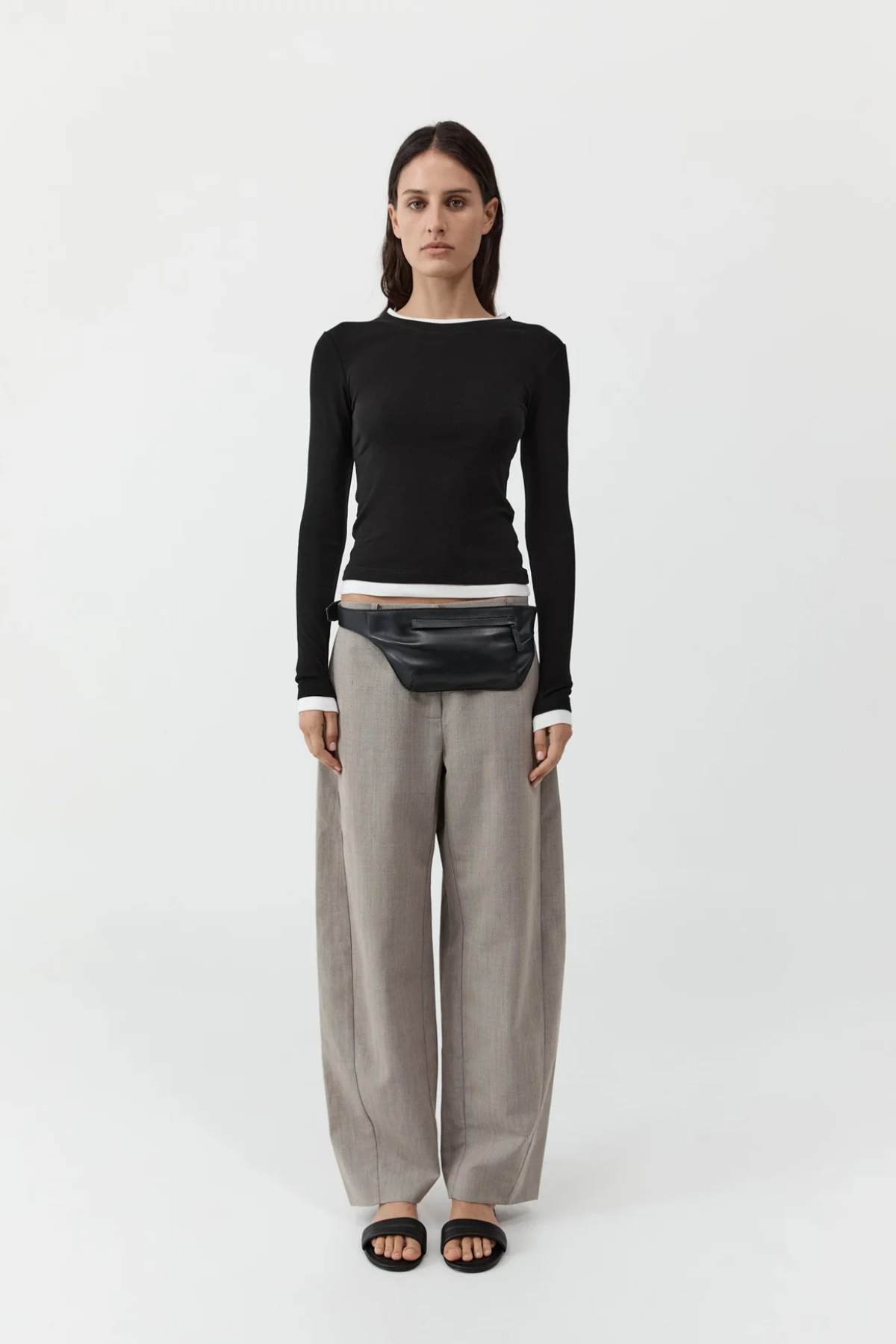 St. Agni Fine Band Balloon Pants - Pebble Melange