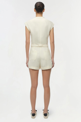 Simkhai Tinka Belted Linen Romper - Ecru