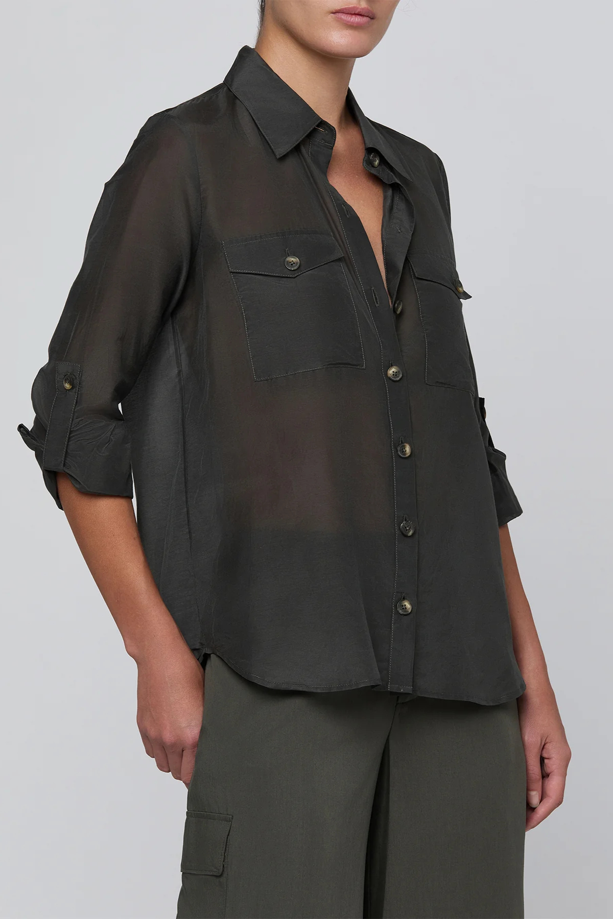 L'AGENCE Pearson Military Blouse - Ash Olive