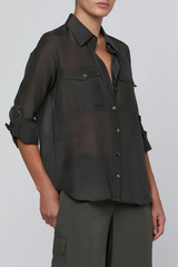L'AGENCE Pearson Military Blouse - Ash Olive