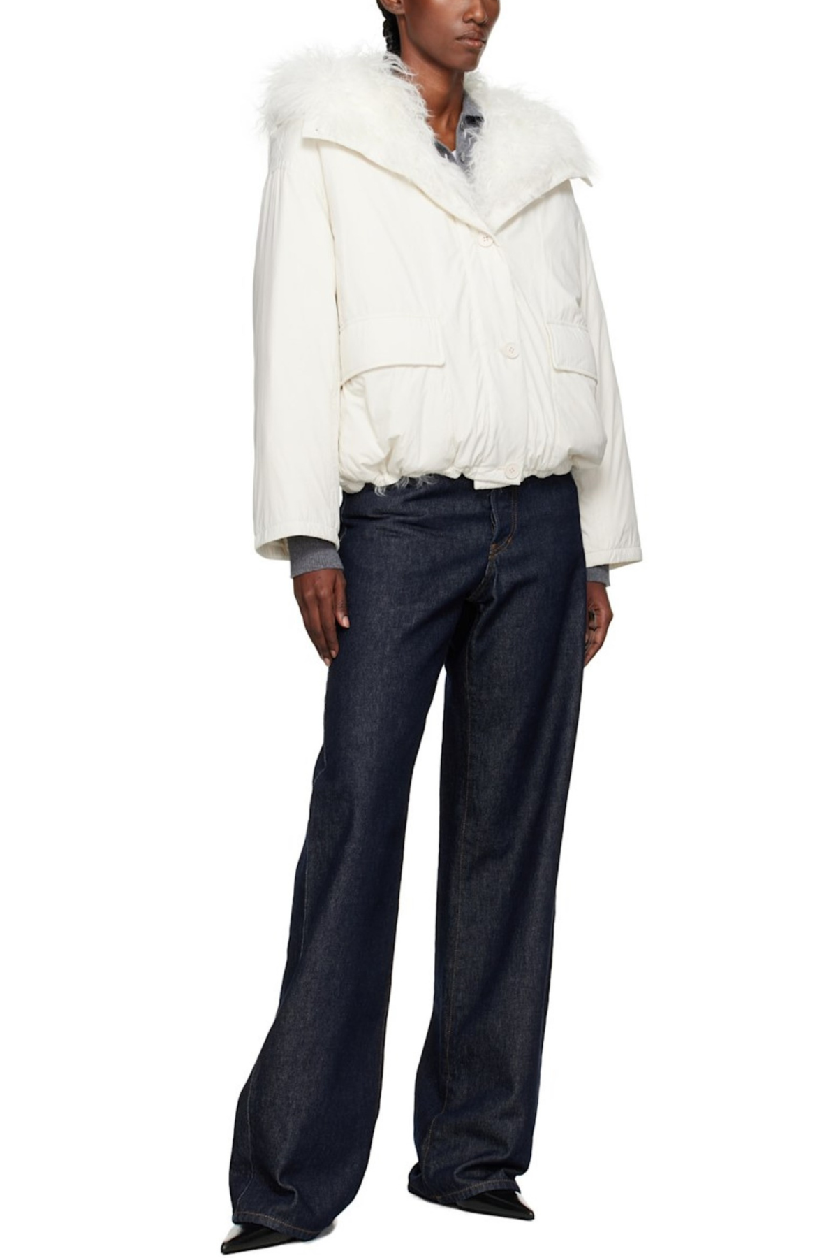 Yves Salomon Hood Down Jacket - White