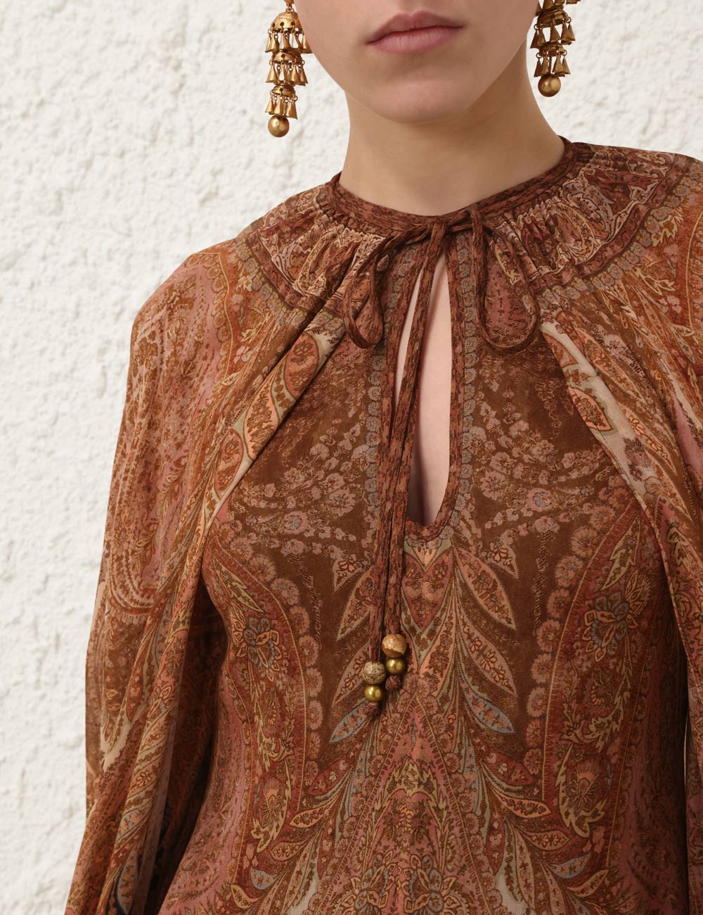Zimmermann Hypnotic Caped Maxi Dress - Black Paisley
