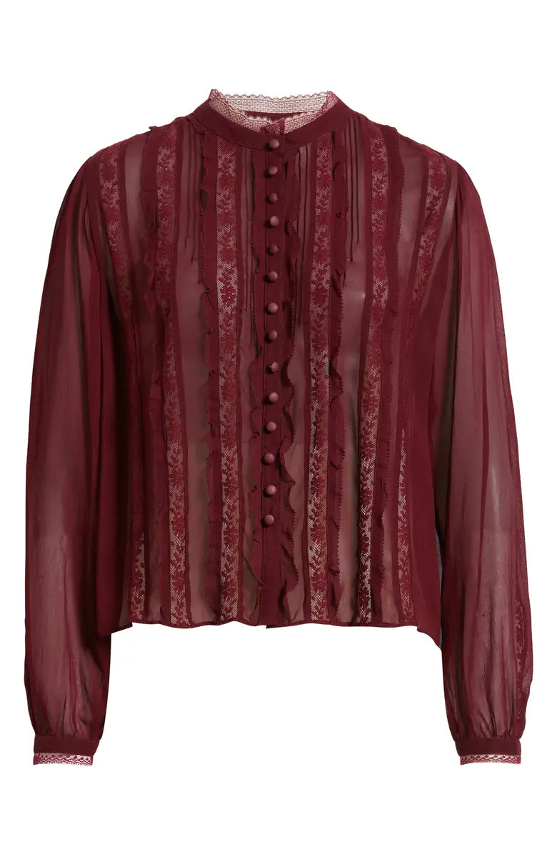 LoveShackFancy Alvynne Top - Oxblood