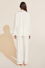 Eberjey Gisele Long PJ Set - Pure Ivory/ Navy