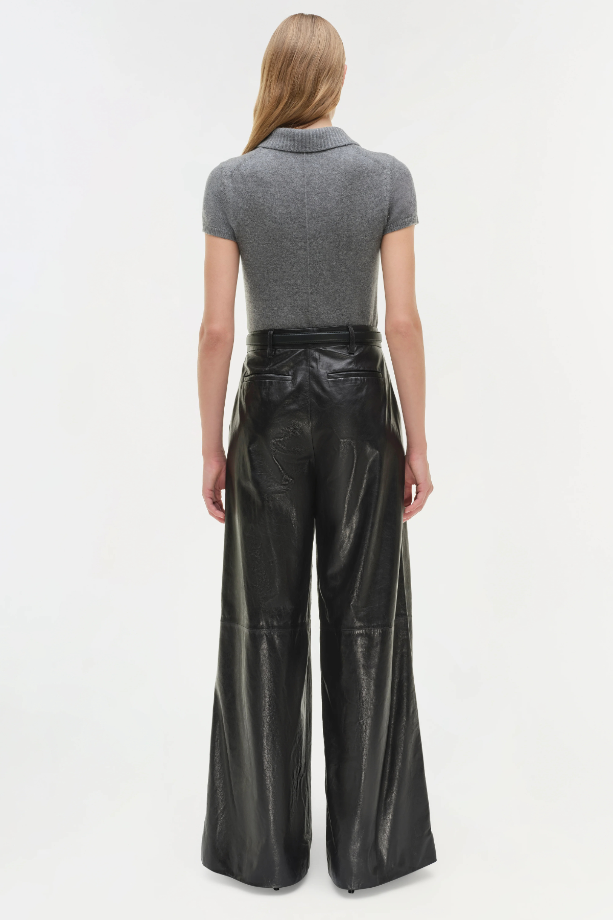 Simkhai Kobie Wide Leg Leather Pant - Black