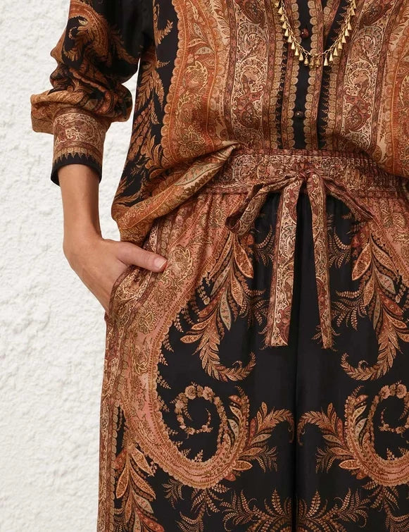 Zimmermann Hypnotic Track Pant - Black Paisley