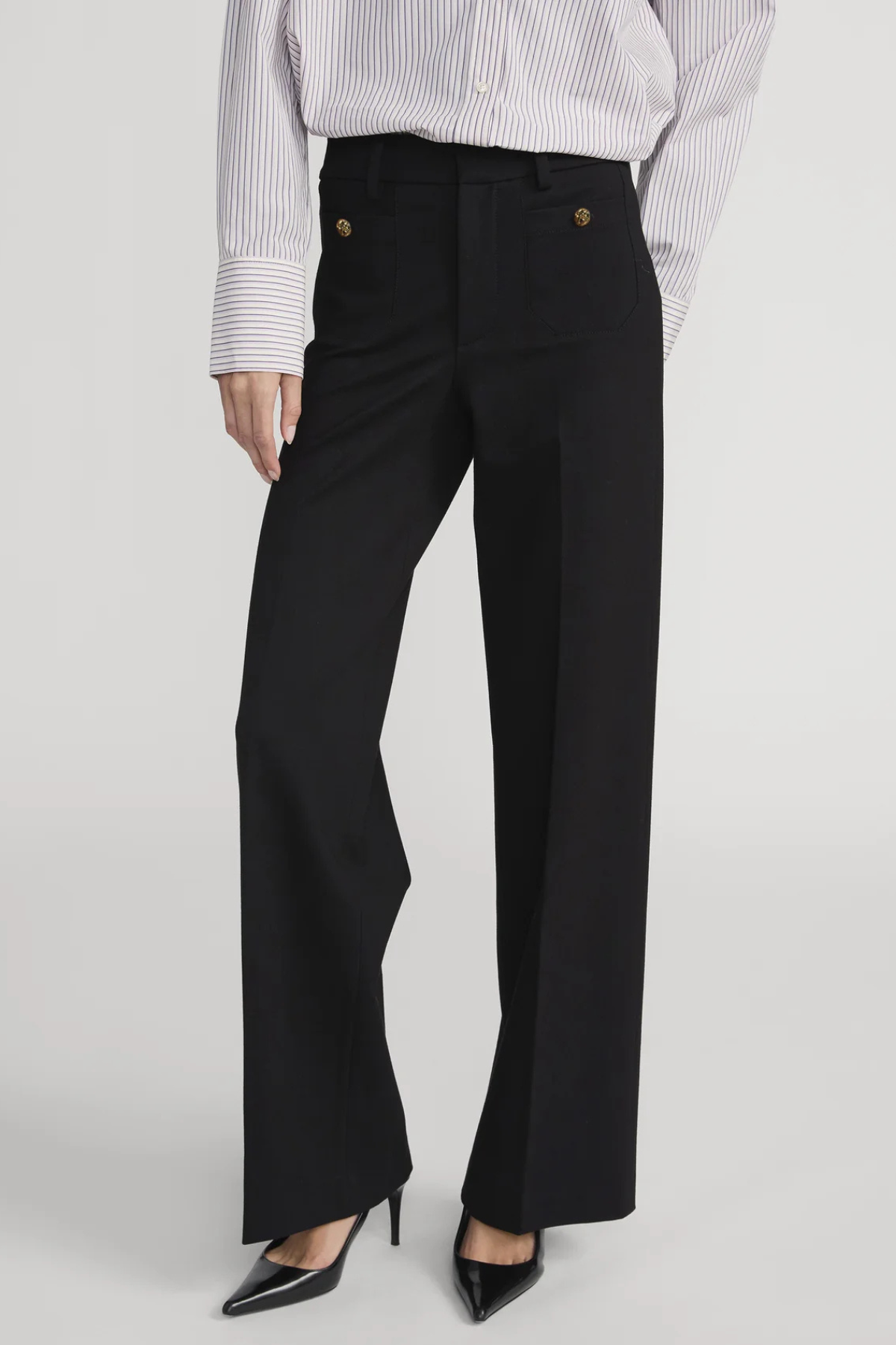 Frame Le Slim Palazzo Trousers - Black